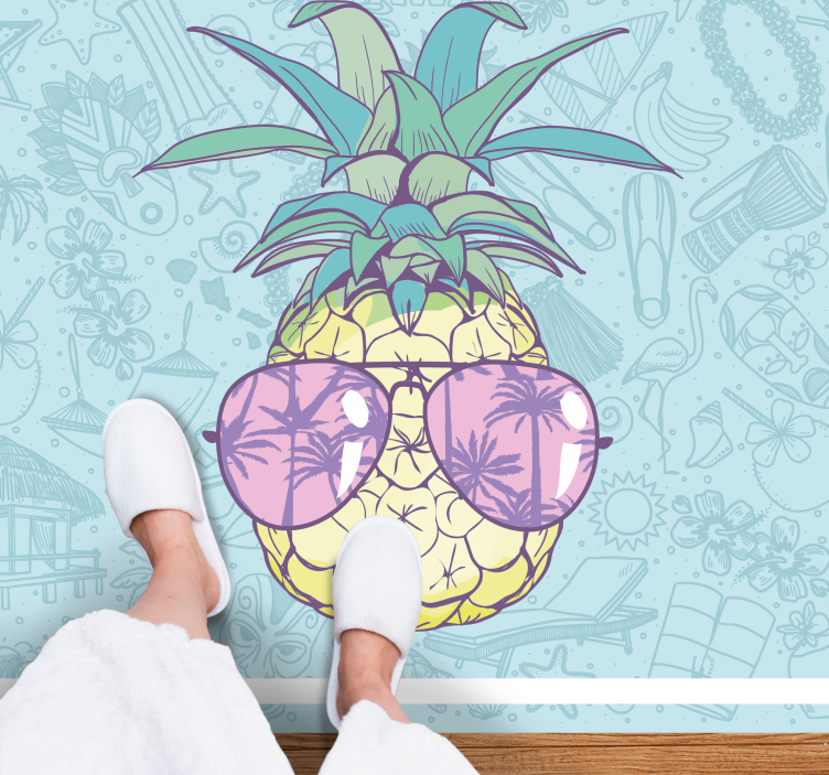 Hawaiiansk ananas tecknad modern matta - Tenstickers