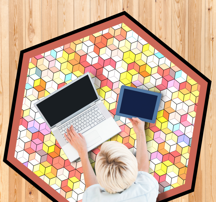 Hexagonalt spektrum Vinylmatta geometrisk - Tenstickers