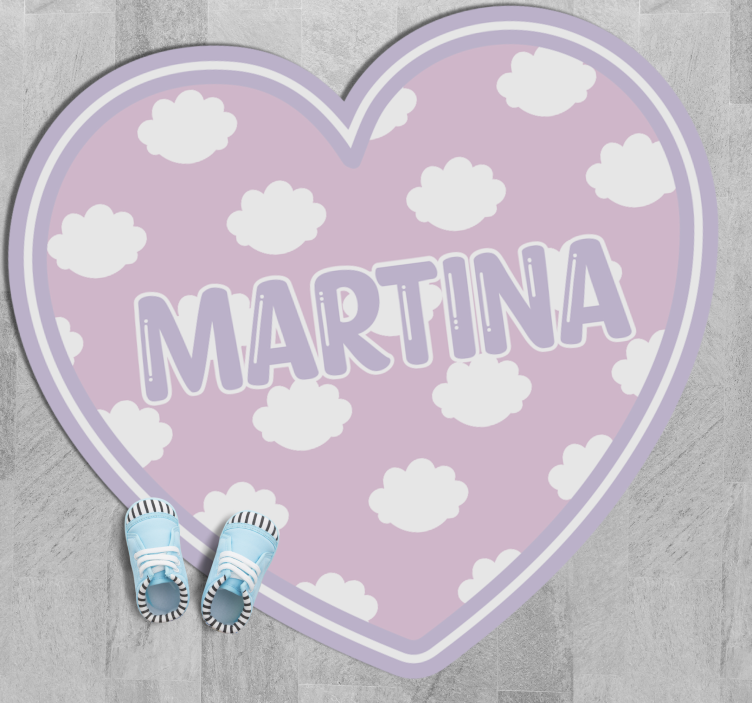 Hjärtformad med moln Vinylmatta namn - Tenstickers