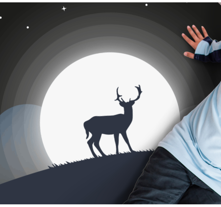 Hjort under månen Vinylmatta Cirkulär - Tenstickers