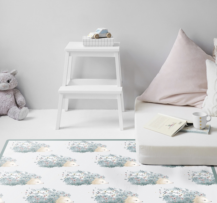 Igelkott blommönster Vinylmatta daghem - Tenstickers