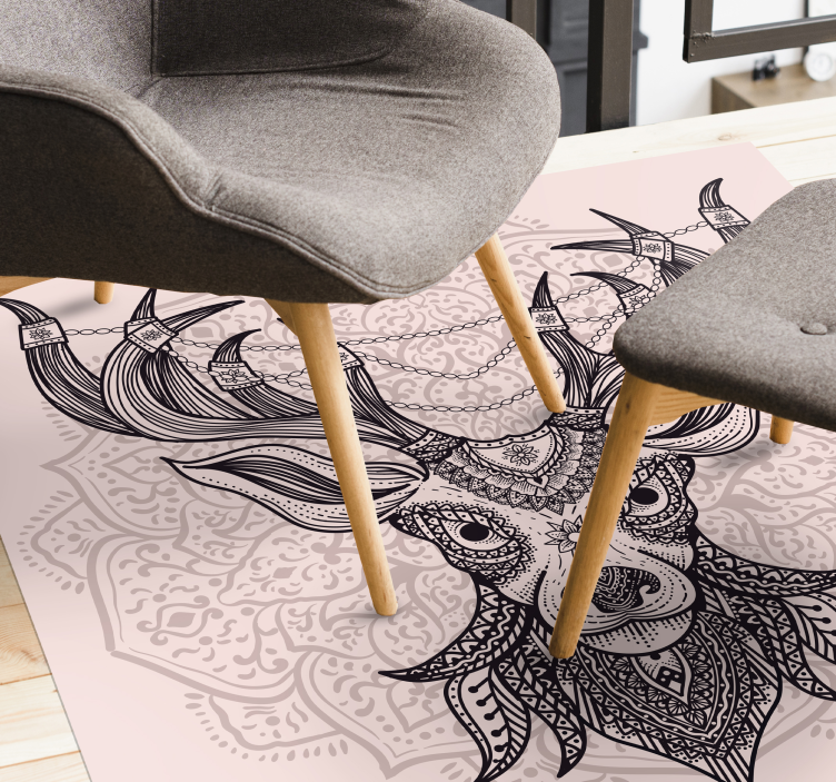 Grått hjortmotiv Vinylmatta djur - Tenstickers