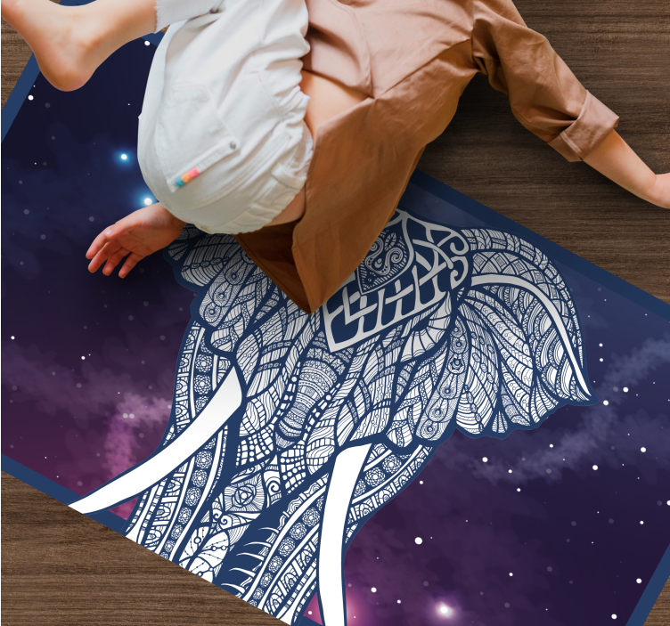 Invecklad elefantkonstverk Vinylmatta namn - Tenstickers