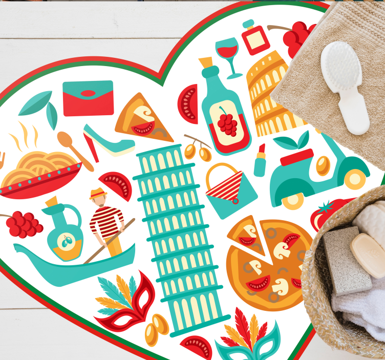 Italienska mest kända ikoner modern matta - Tenstickers