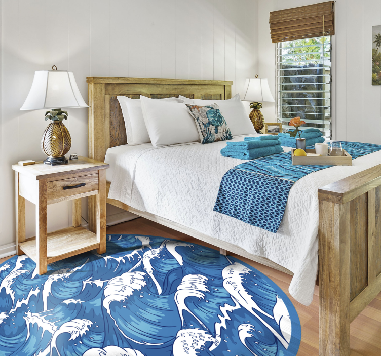 Japanska vågor natur vinyl matta - Tenstickers