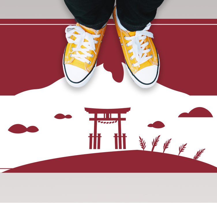 Japanskt landskap Vinylmatta Världskarta - Tenstickers