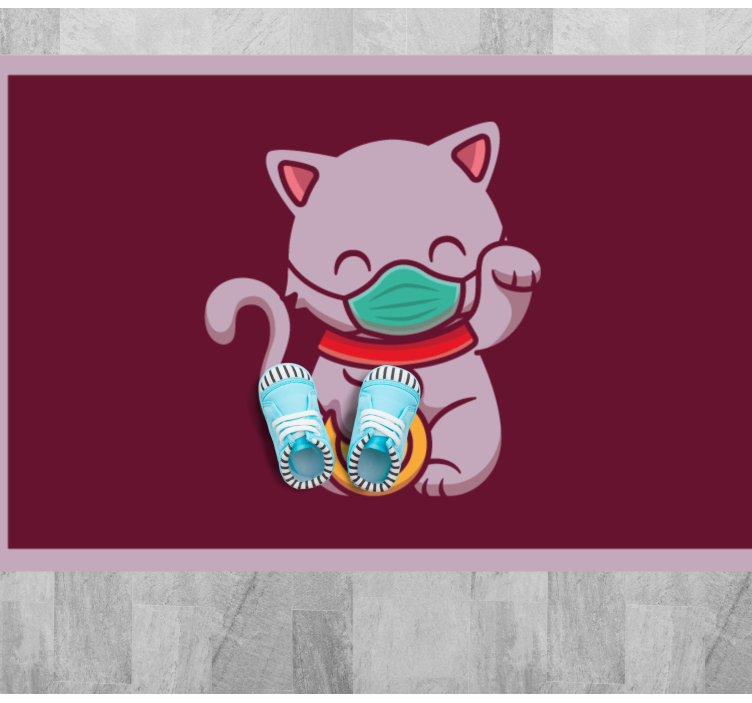 Katt som bär mask Vinylmatta djur - Tenstickers