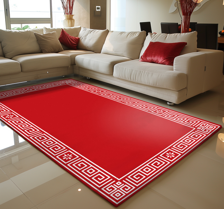 Klassisk grekisk design Vinylmatta Röd - Tenstickers