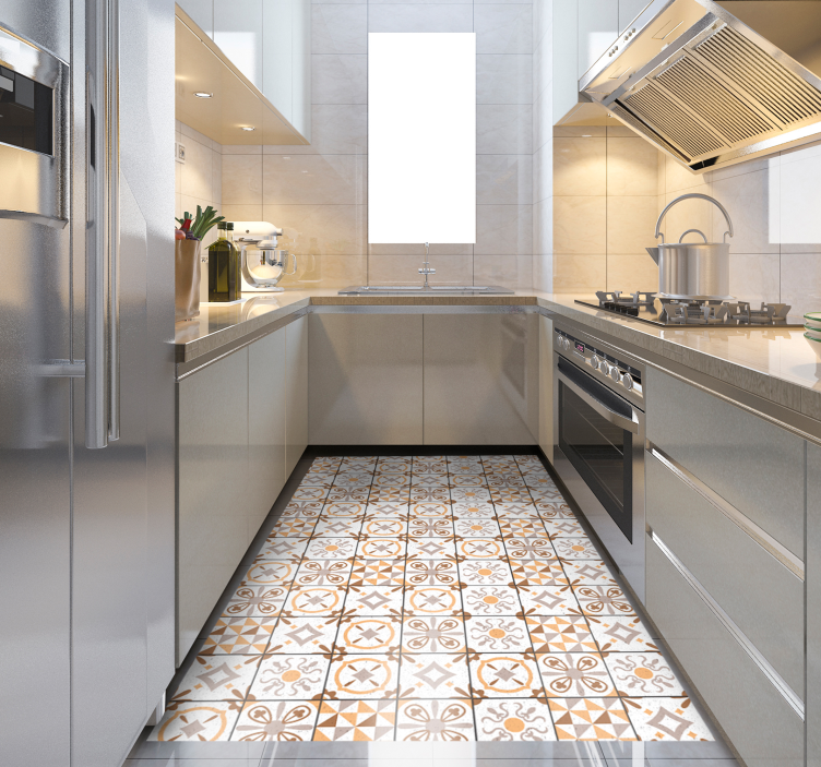 Kök vinyl matta bruna rutor kakel matta - Tenstickers