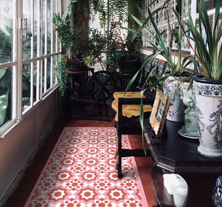 Kök vinyl matta röda rutor kakel matta - Tenstickers