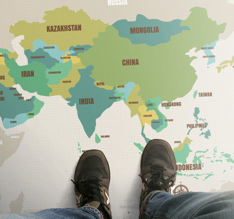 Kort av asien världskarta matta - Tenstickers