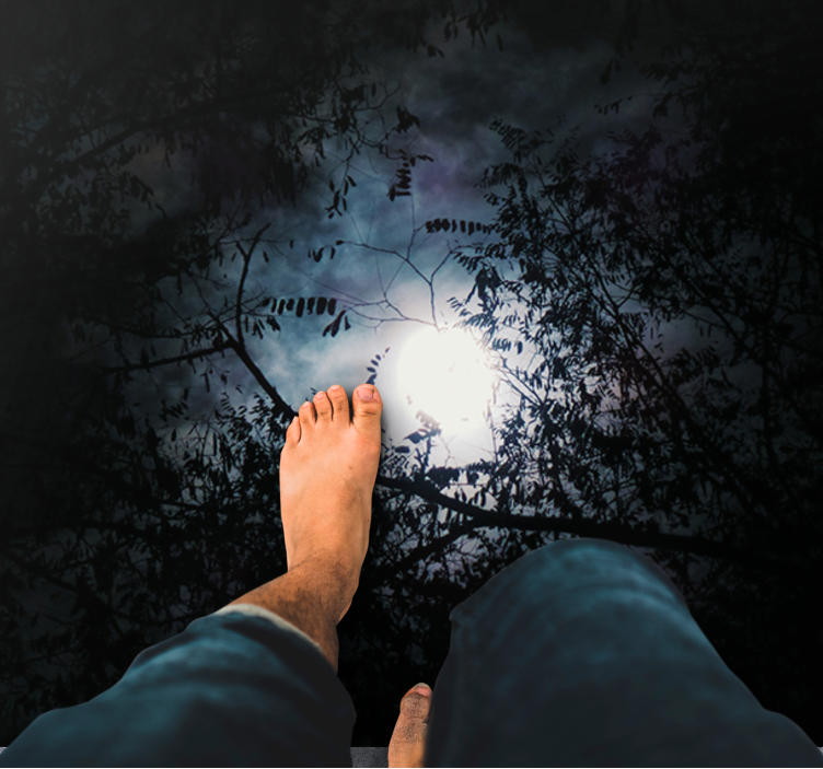 Kuslig månbelyst skog Vinylmatta natur - Tenstickers