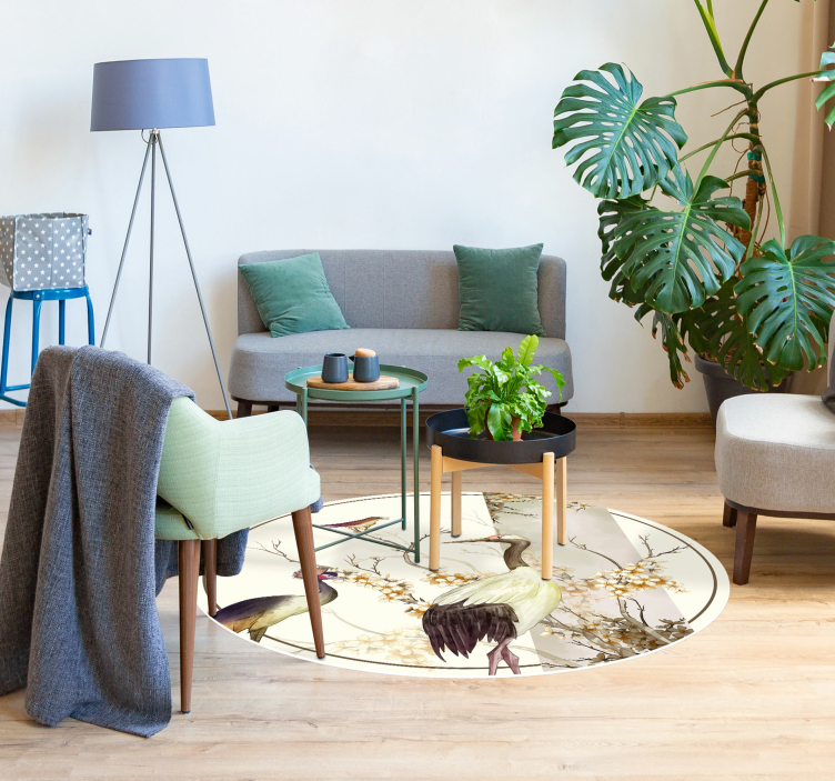 Kvistar och fåglar chinoiserie djurmatta - Tenstickers