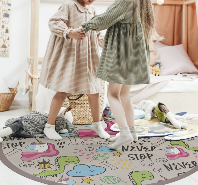 Lekfull enhörningsdesign Vinylmatta Barn - Tenstickers