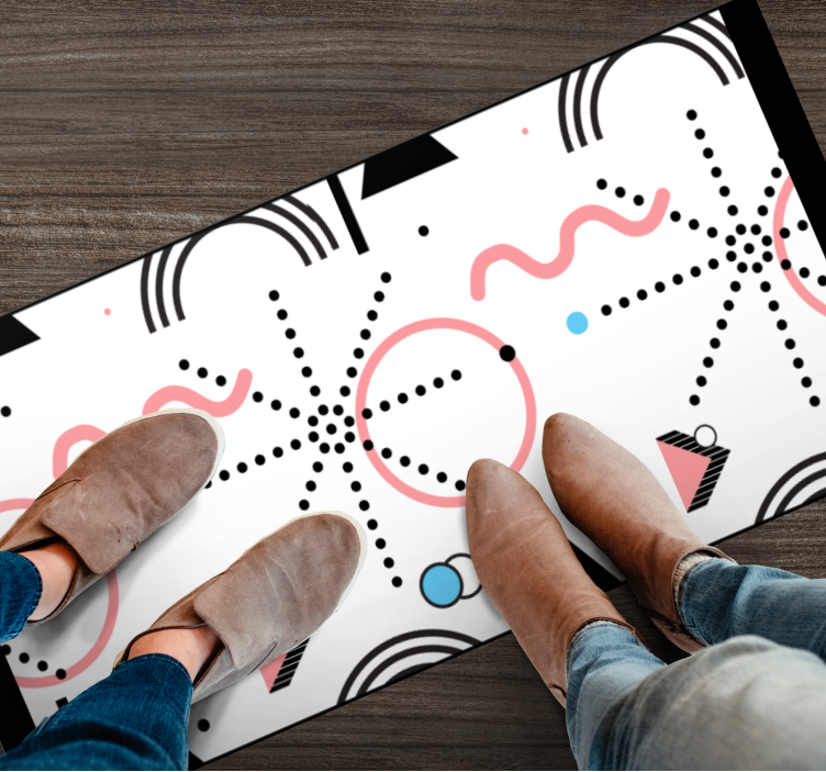 Vitt geometriskt mönster Vinylmatta modern - Tenstickers