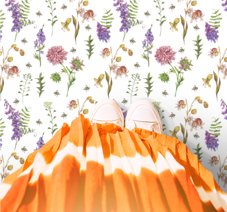 Livfull blomkomposition Vinylmatta blommor och växter - Tenstickers