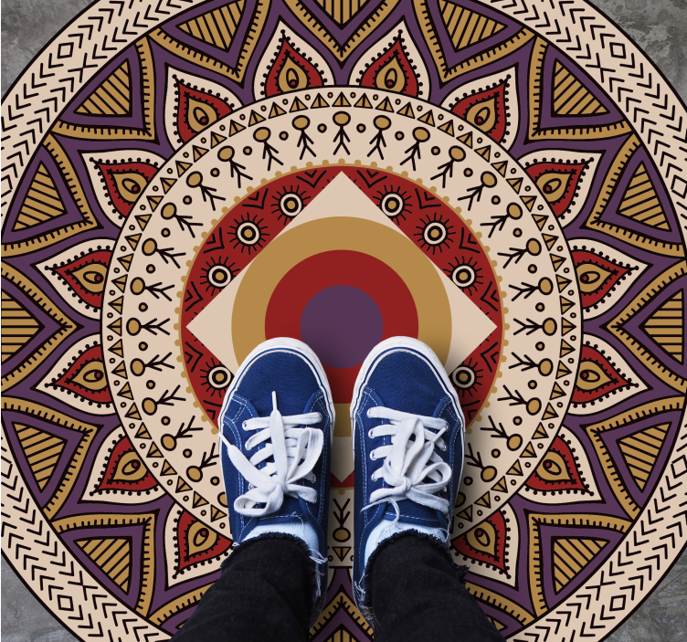 Livfullt cirkulärt mönster Vinylmatta Mandala - Tenstickers