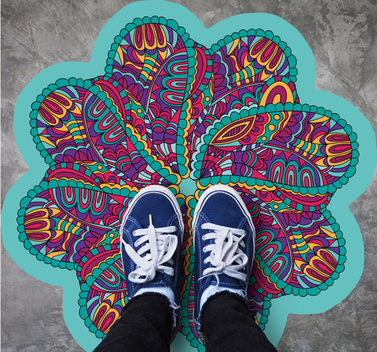 Livfullt färgglatt motiv Vinylmatta Mandala - Tenstickers