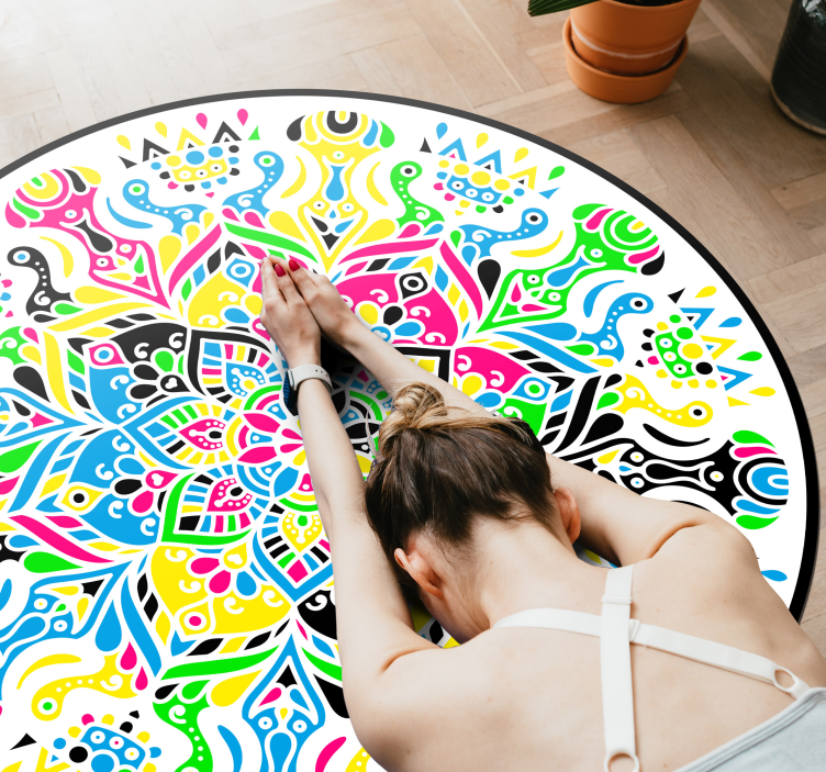 Livlig mandala Vinylmatta Mandala - Tenstickers