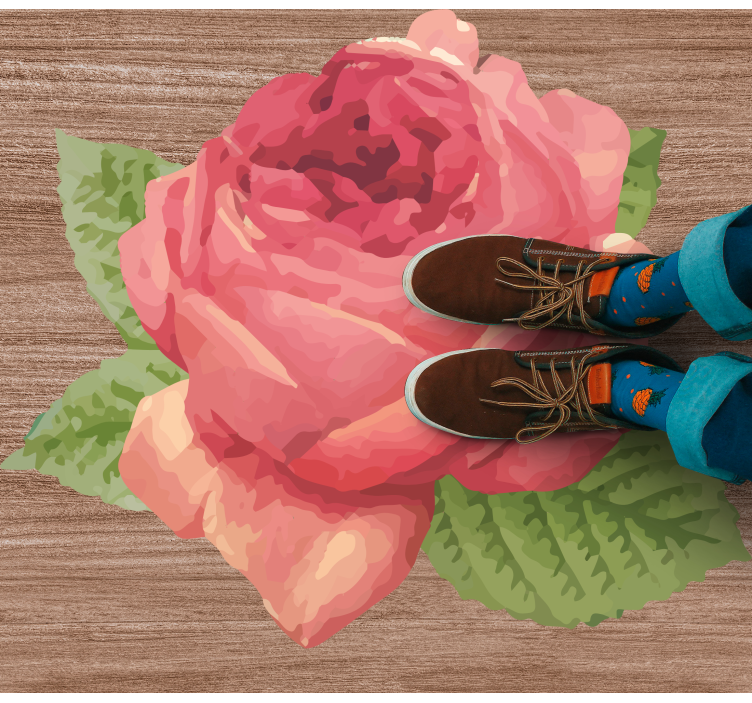 Livlig rosblomma Vinylmatta blommor och växter - Tenstickers