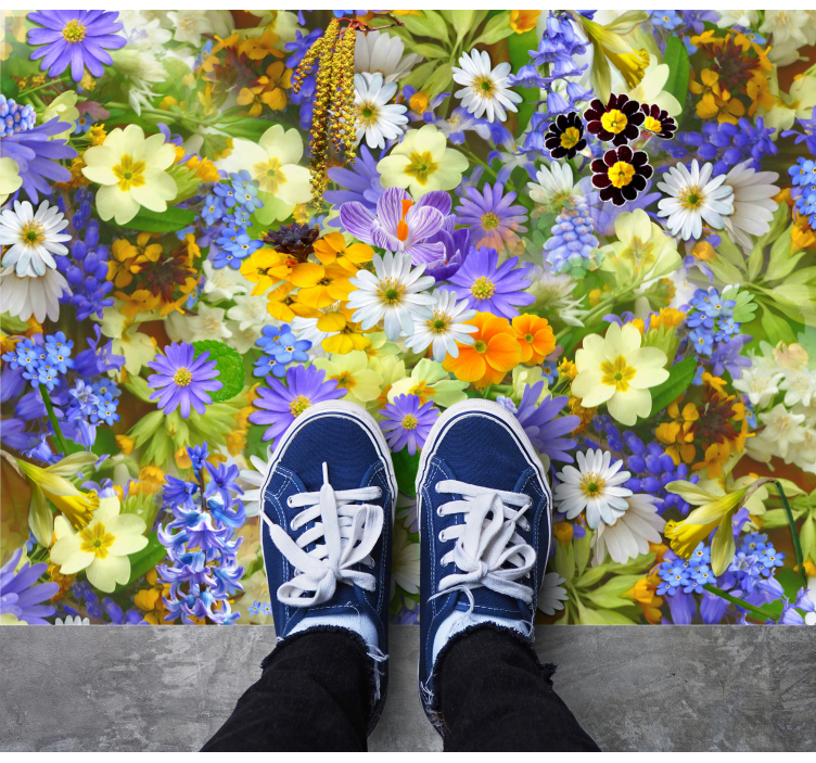 Livligt blomningskoncept Vinylmatta blommor och växter - Tenstickers