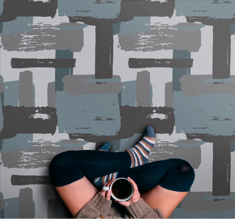 Ljusa färger målade block modern matta - Tenstickers