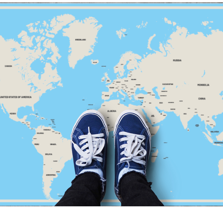 Ljusa färger med landnamn världskarta matta - Tenstickers