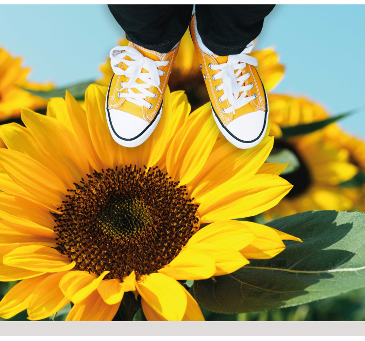 Ljus solrosdesign Vinylmatta blommor och växter - Tenstickers