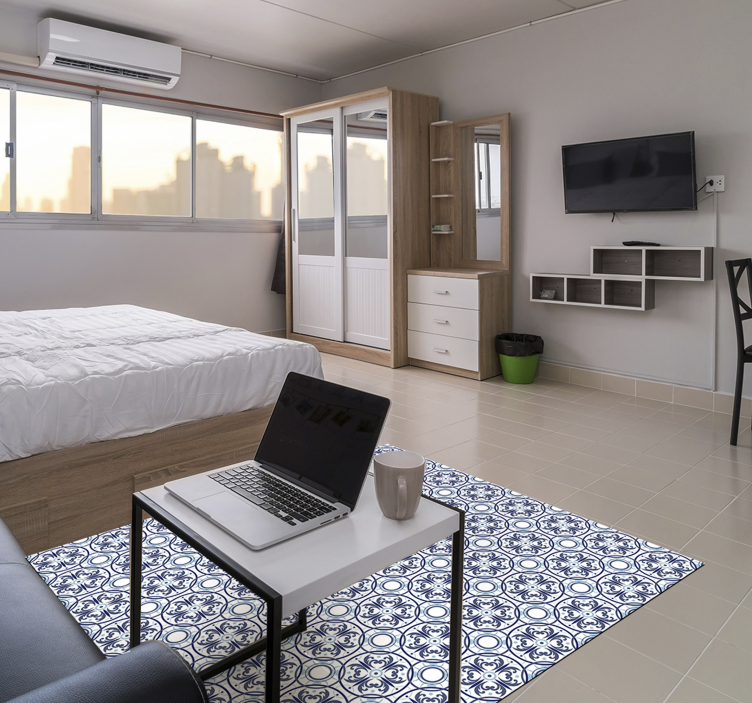 Fantastiska ljusblåa kakel vinyl sovrumsmatta - Tenstickers