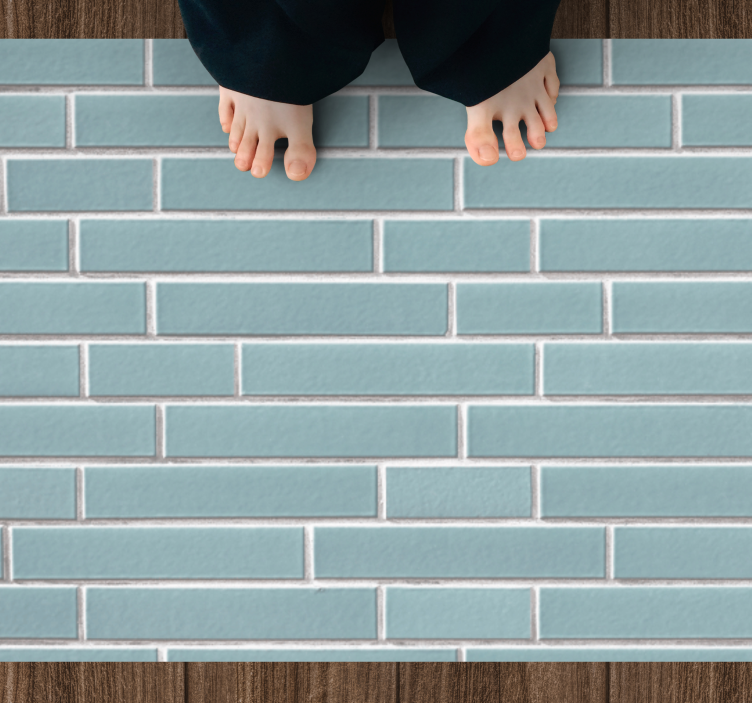 Ljusblå tegel mönster textur matta - Tenstickers