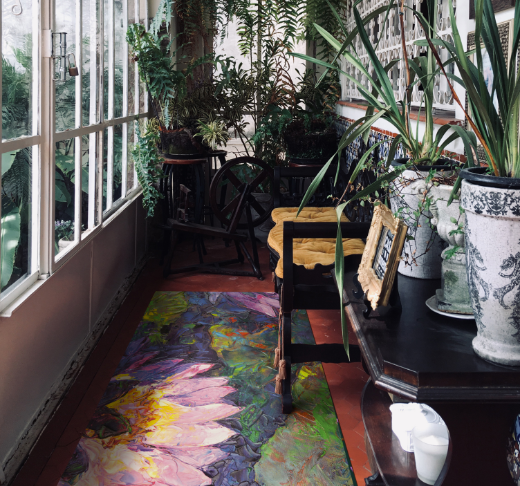 Lotus rektangulära scener blommig vinylmatta - Tenstickers