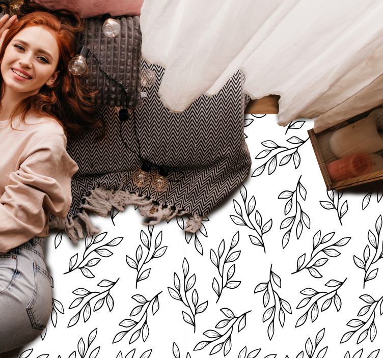 Lövigt grenmönster Vinylmatta natur - Tenstickers