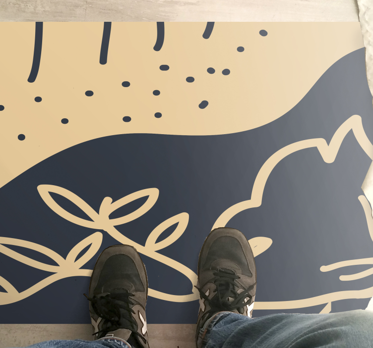 Beige lövmotiv Vinylmatta natur - Tenstickers