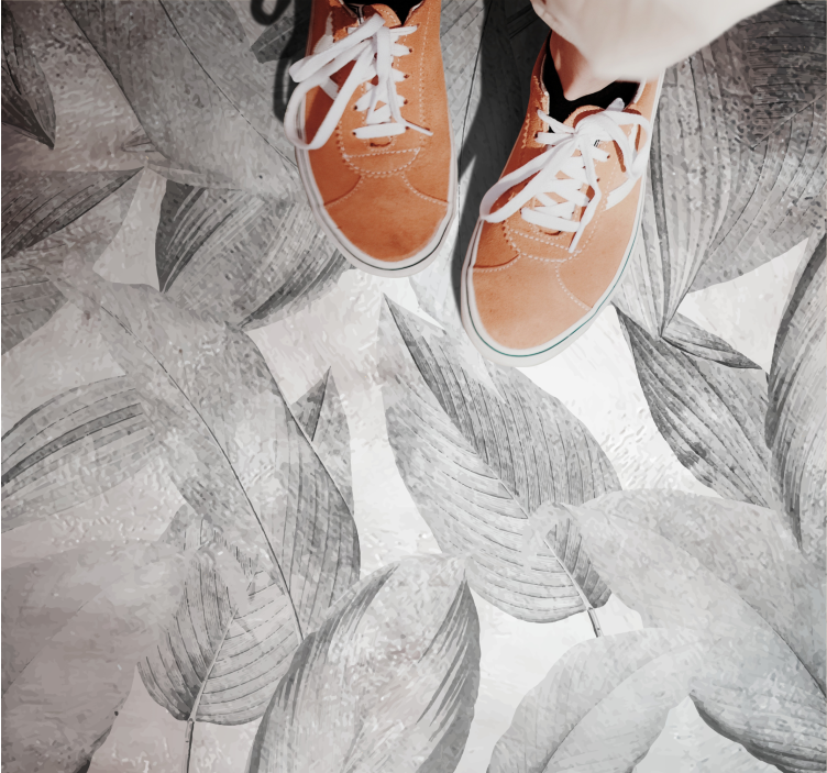 Lummigt monokromt mönster Vinylmatta blommor och växter - Tenstickers