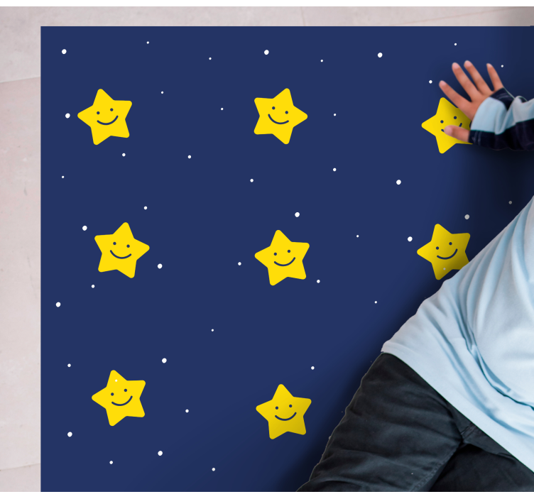 Glad blå mönster Vinylmatta Stjärnor - Tenstickers