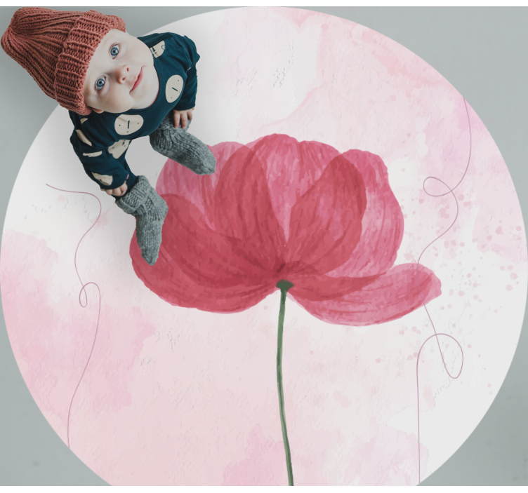 Målad blomma cirkulär matta - Tenstickers