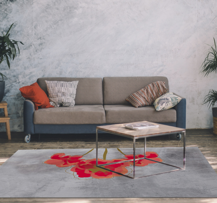 Målad vallmo blommig vinylmatta - Tenstickers