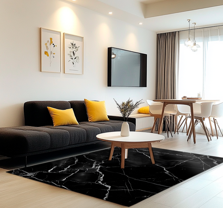 Marmorimitation Vinylmatta svart - Tenstickers