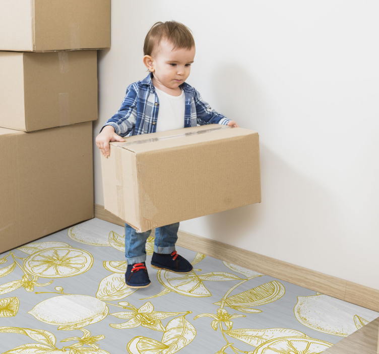 Massa citroner blommig matta - Tenstickers