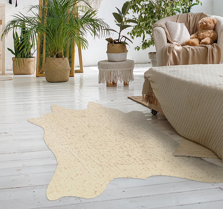 Beige ko djur tryck vinyl matta - Tenstickers