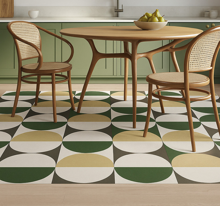 Mitten av århundradet cirkulärt mönster Vinylmatta Matsal - Tenstickers
