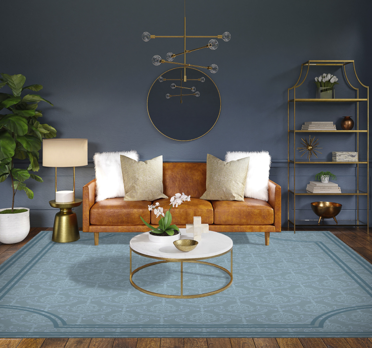 Mjuk blå barock Vinylmatta Matsal - Tenstickers