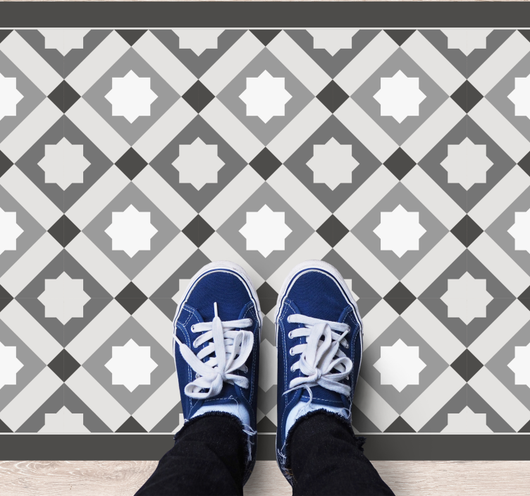 Moderna grå geometriska stjärnor mönster kakel matta - Tenstickers