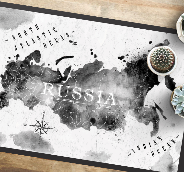 Monokrom världskarta Vinylmatta Världskarta - Tenstickers