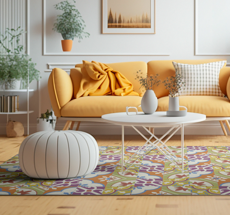 Mönsterrutiga kakel Vinylmatta årgång - Tenstickers