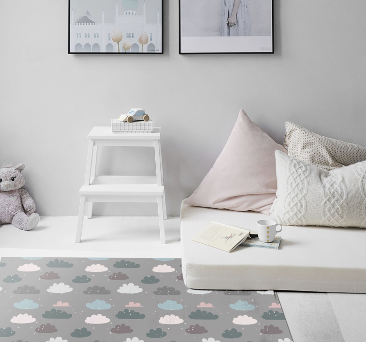 Mönstrade moln barn vinyl matta - Tenstickers