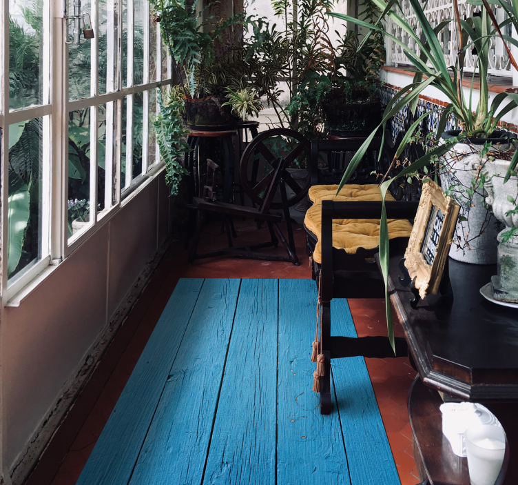 Mörkblått mönster trä effekt vinyl matta - Tenstickers