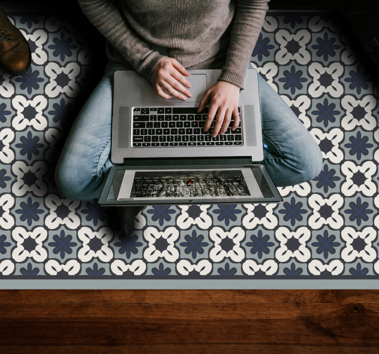 Grå klassisk arrangemang Vinylmatta Mosaik - Tenstickers