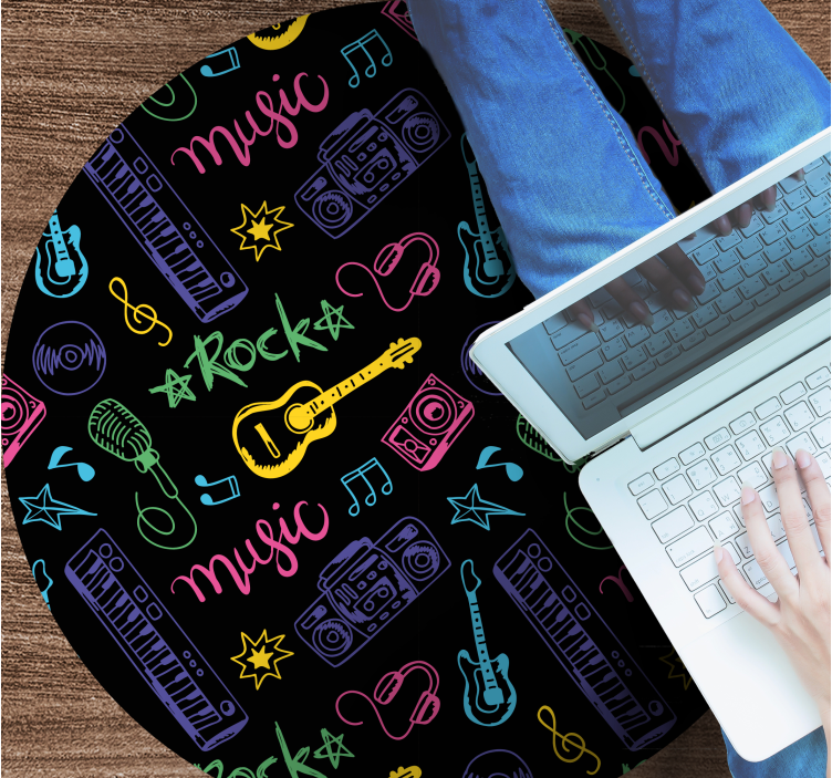 Musikaliska ikoner mönster Vinylmatta Ungdom - Tenstickers