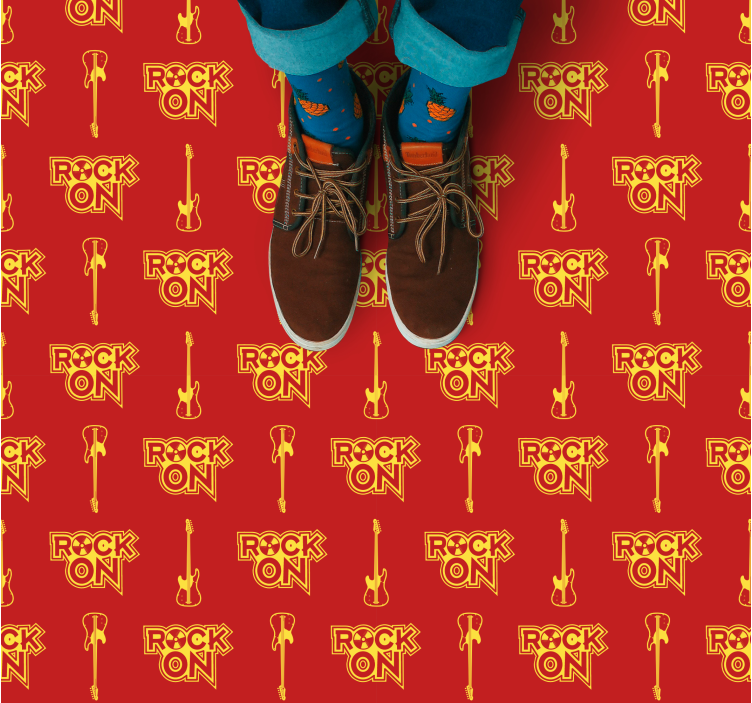 Musikmönster retro gitarrer fyrkantig vinylmatta - Tenstickers